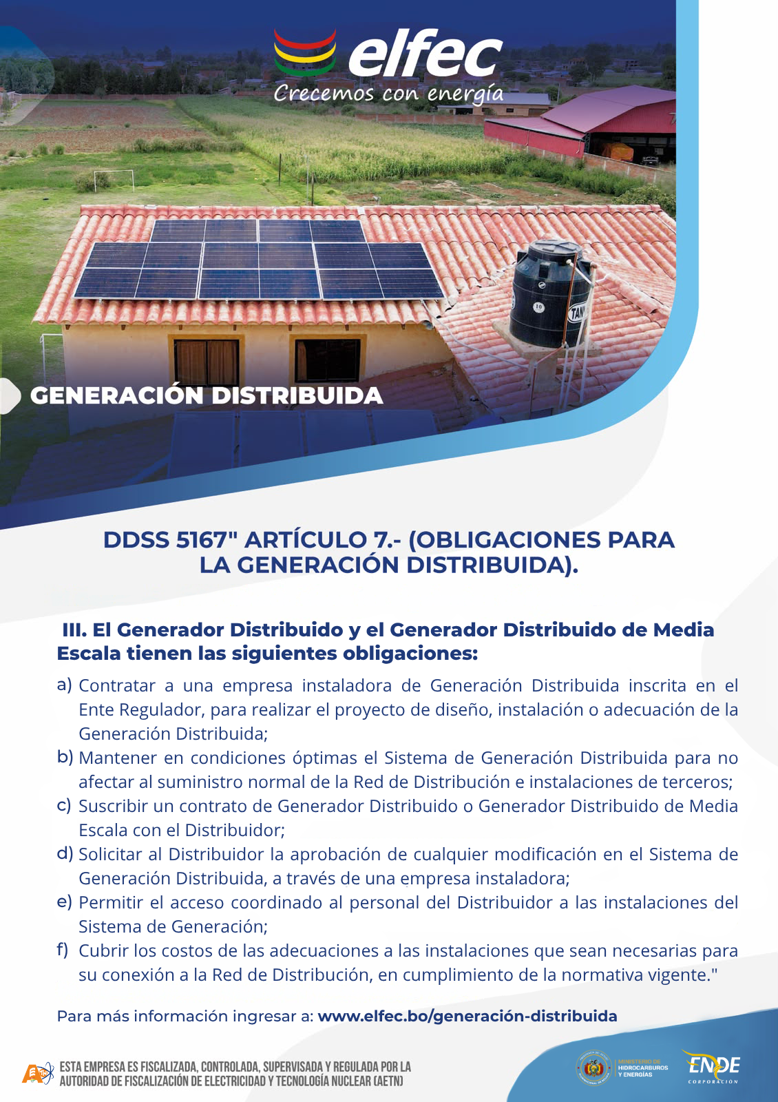 OBLIGACIONES PARA LA GENERACIÓN DISTRIBUIDA